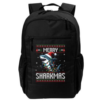 Merry Sharkmas Shark Ugly Christmas Lights Xmas Snowflakes Meaningful Gift Backpack