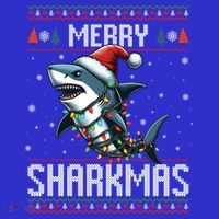 Merry Sharkmas Shark Ugly Christmas Lights Xmas Snowflakes Meaningful Gift 16 in Basic Backpack