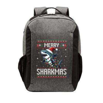 Merry Sharkmas Shark Ugly Christmas Lights Xmas Snowflakes Meaningful Gift Vector Backpack