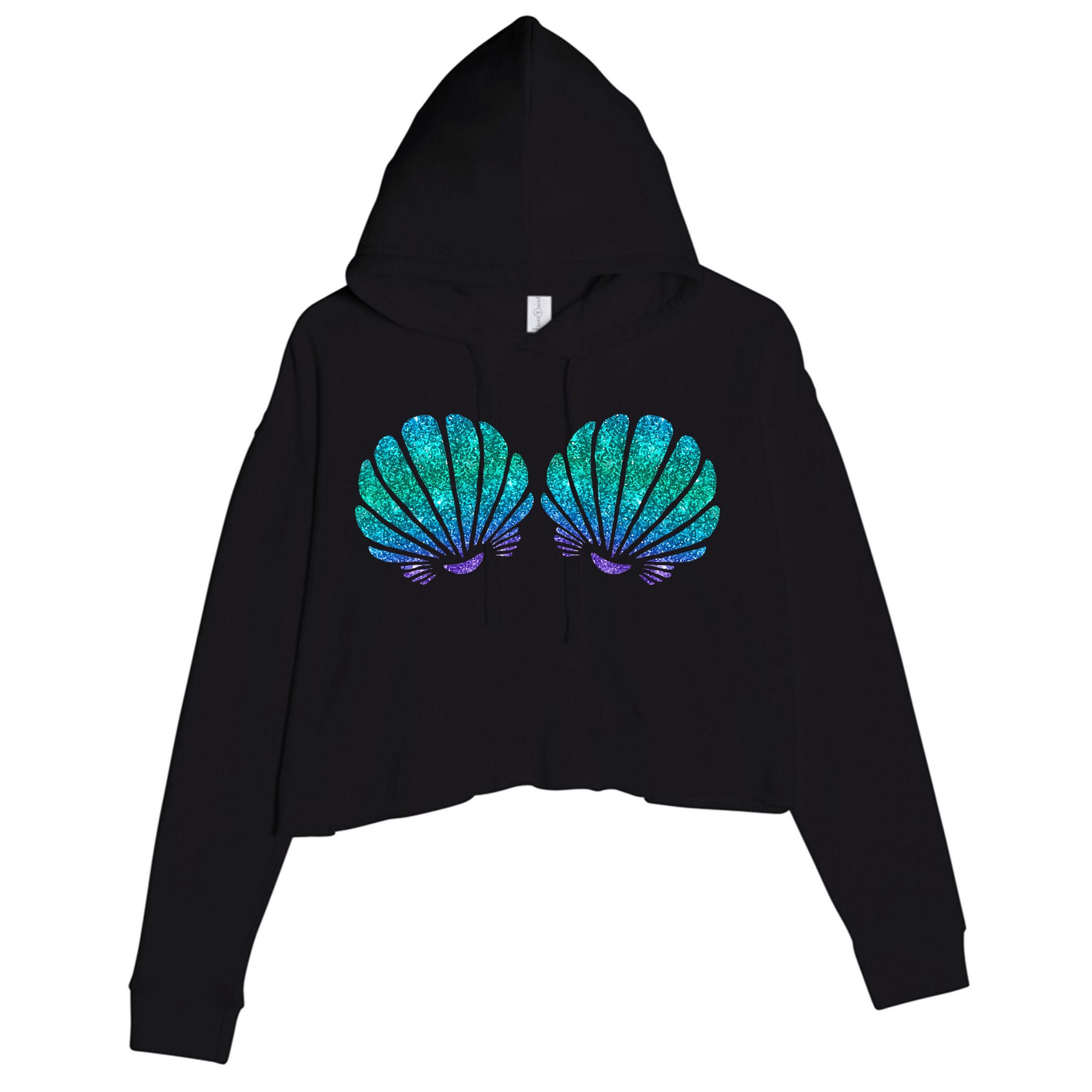 Mermaid Sea Shell Bra Costume Crop Fleece Hoodie
