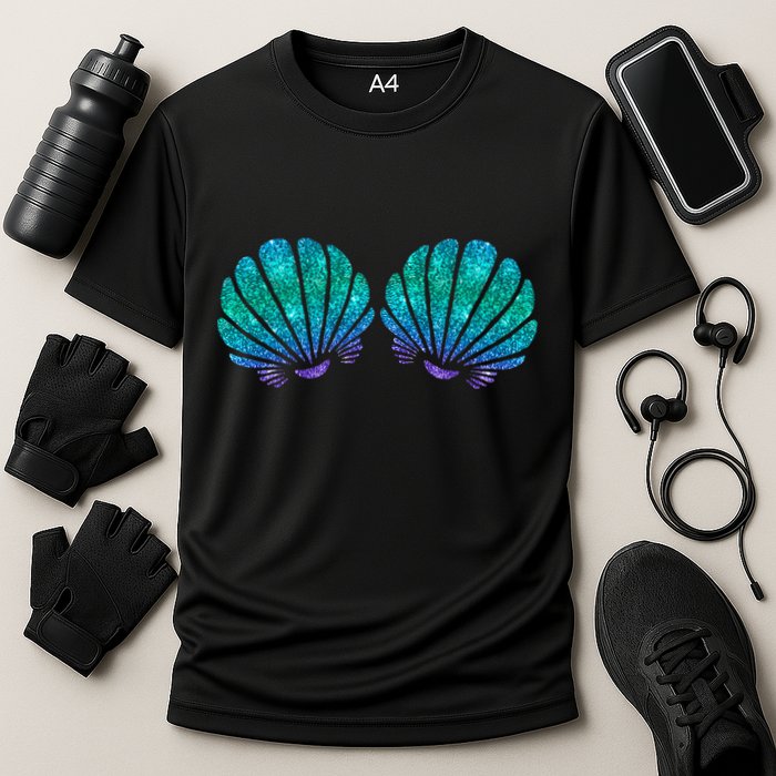 Mermaid Sea Shell Bra Costume Cooling Performance Crew T-Shirt