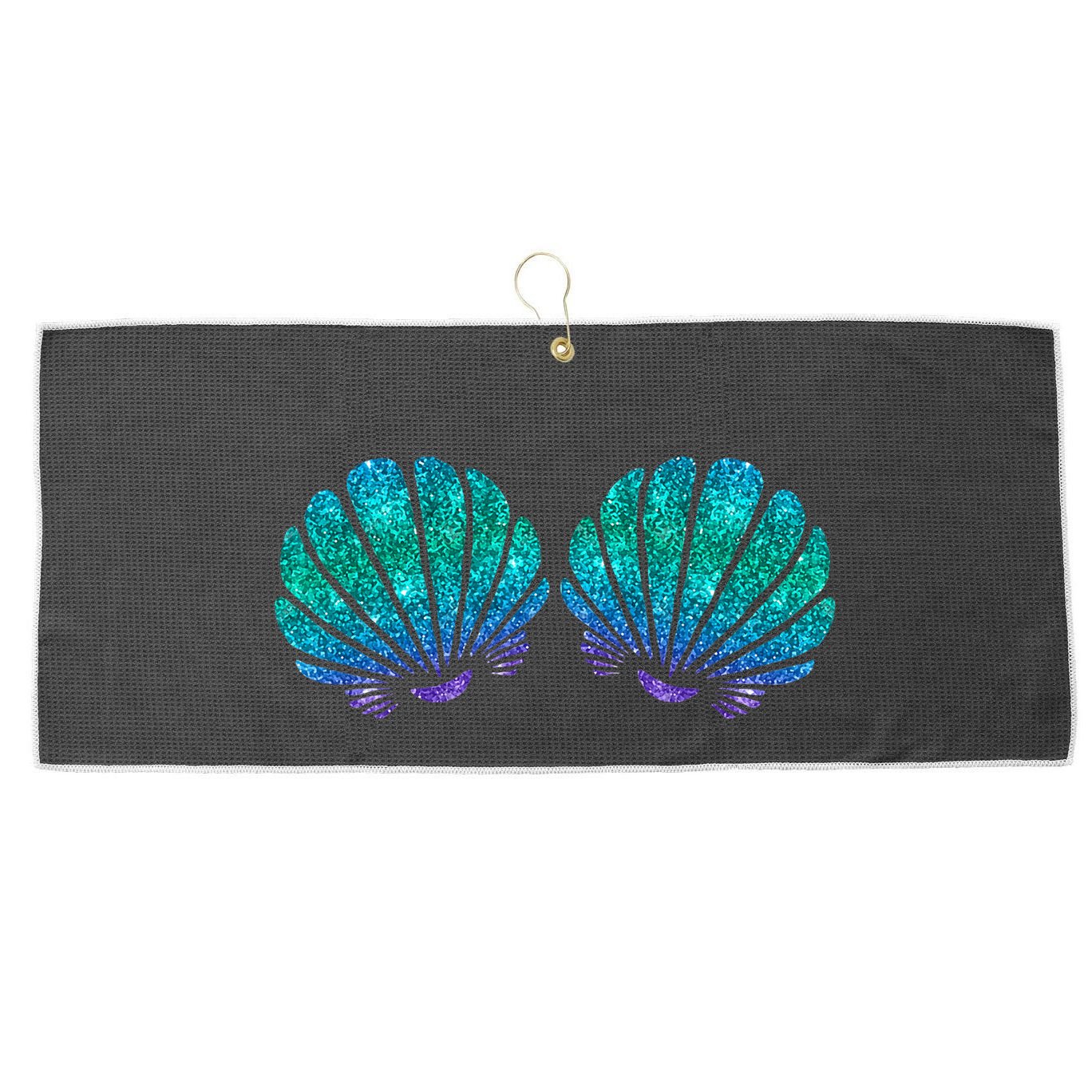 Mermaid Sea Shell Bra Costume Large Microfiber Waffle Golf Towel