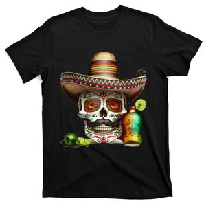 Mexican Sugar Skull Tequila Sombrero Cinco De Mayo T-Shirt