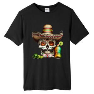 Mexican Sugar Skull Tequila Sombrero Cinco De Mayo Tall Fusion ChromaSoft Performance T-Shirt