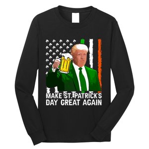 Make Saint St Patricks Day Great Again Funny Trump Long Sleeve Shirt