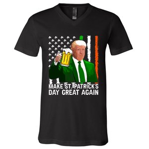 Make Saint St Patricks Day Great Again Funny Trump V-Neck T-Shirt