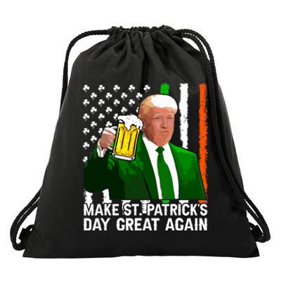 Make Saint St Patricks Day Great Again Funny Trump Drawstring Bag