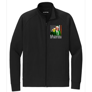 Make Saint St Patricks Day Great Again Funny Trump Stretch Full-Zip Cadet Jacket