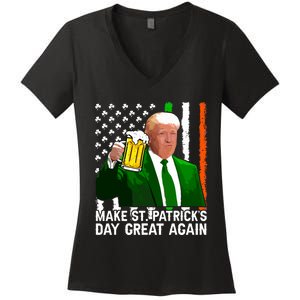 Make Saint St Patricks Day Great Again Funny Trump Women's V-Neck T-Shirt