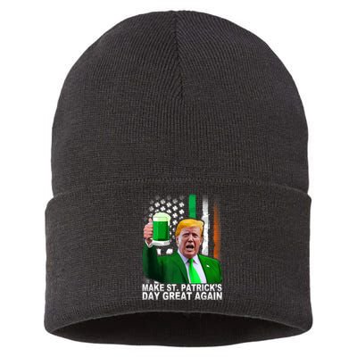 Make Saint St PatrickS Day Great Again Funny Trump Sustainable Knit Beanie