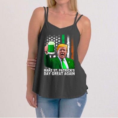 Make Saint St PatrickS Day Great Again Funny Trump Women's Strappy Tank