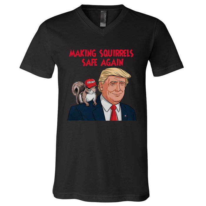 Make Squirrels Safe Again Squirrels For Trump 2024 Maga V-Neck T-Shirt