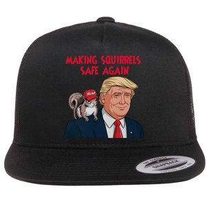 Make Squirrels Safe Again Squirrels For Trump 2024 Maga Flat Bill Trucker Hat