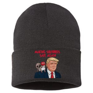 Make Squirrels Safe Again Squirrels For Trump 2024 Maga Sustainable Knit Beanie