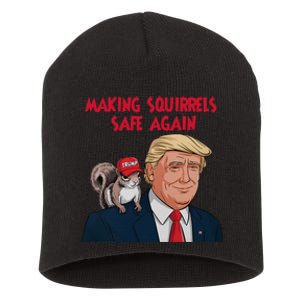 Make Squirrels Safe Again Squirrels For Trump 2024 Maga Short Acrylic Beanie