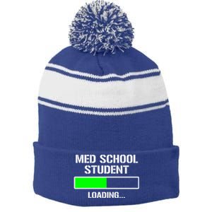 Med School Student Loading Funny Medical School Doctor Great Gift Stripe Pom Pom Beanie