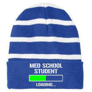 Med School Student Loading Funny Medical School Doctor Great Gift Striped Beanie with Solid Band