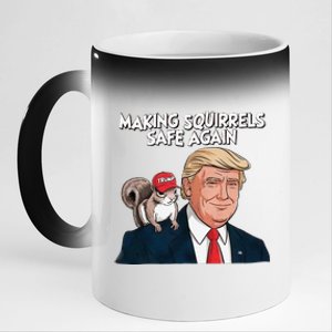 Make Squirrels Safe Again Trump 2024 Squirrels For Trump 11oz Black Color Changing Mug