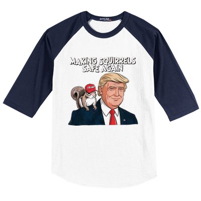 Make Squirrels Safe Again Trump 2024 Squirrels For Trump Baseball Sleeve Shirt