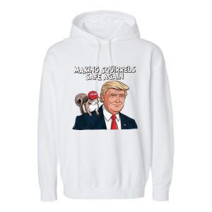 Make Squirrels Safe Again Trump 2024 Squirrels For Trump Garment-Dyed Fleece Hoodie