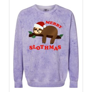 Merry Slothmas Sleepy Christmas Pajamas Dream Come True Cool Gift Colorblast Crewneck Sweatshirt