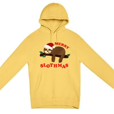 Merry Slothmas Sleepy Christmas Pajamas Dream Come True Cool Gift Premium Pullover Hoodie