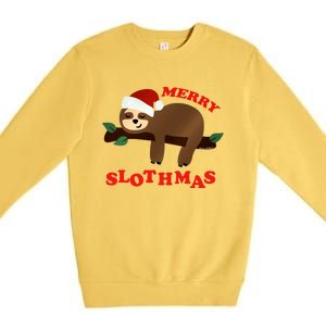 Merry Slothmas Sleepy Christmas Pajamas Dream Come True Cool Gift Premium Crewneck Sweatshirt