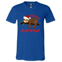 Merry Slothmas Sleepy Christmas Pajamas Dream Come True Cool Gift V-Neck T-Shirt