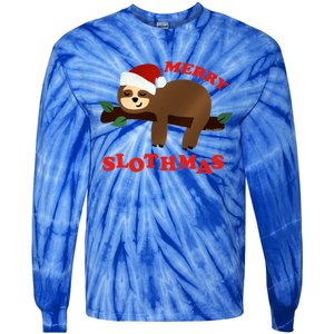 Merry Slothmas Sleepy Christmas Pajamas Dream Come True Cool Gift Tie-Dye Long Sleeve Shirt