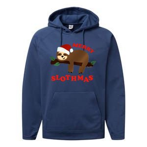 Merry Slothmas Sleepy Christmas Pajamas Dream Come True Cool Gift Performance Fleece Hoodie