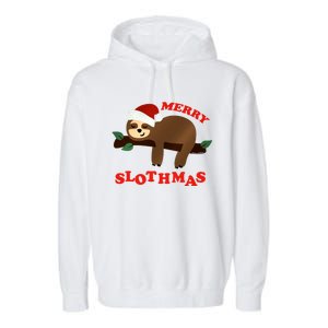 Merry Slothmas Sleepy Christmas Pajamas Dream Come True Cool Gift Garment-Dyed Fleece Hoodie