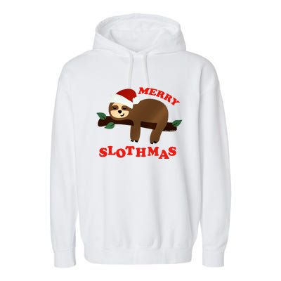 Merry Slothmas Sleepy Christmas Pajamas Dream Come True Cool Gift Garment-Dyed Fleece Hoodie