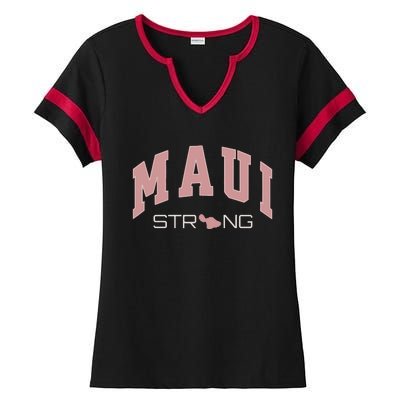 Maui Strong Support Lahaina Hawaii Ladies Halftime Notch Neck Tee