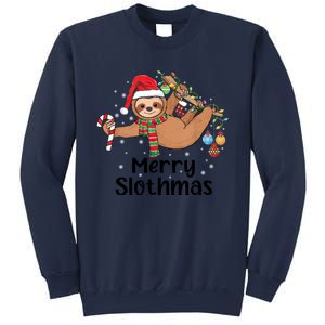 Merry Slothmas Santa Hat Christmas Lights Sloth Xmas Gift Sweatshirt