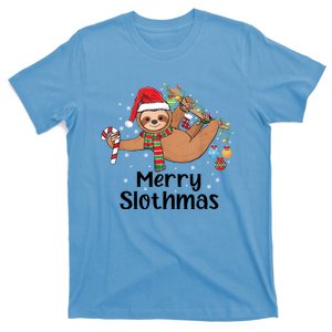 Merry Slothmas Santa Hat Christmas Lights Sloth Xmas Gift T-Shirt