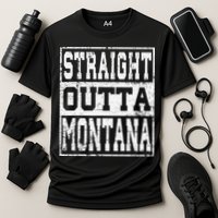 Montana State Straight outta Montana design Cooling Performance Crew T-Shirt