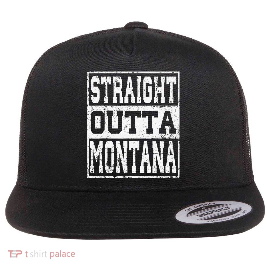 Montana State Straight outta Montana design Flatbill Hat