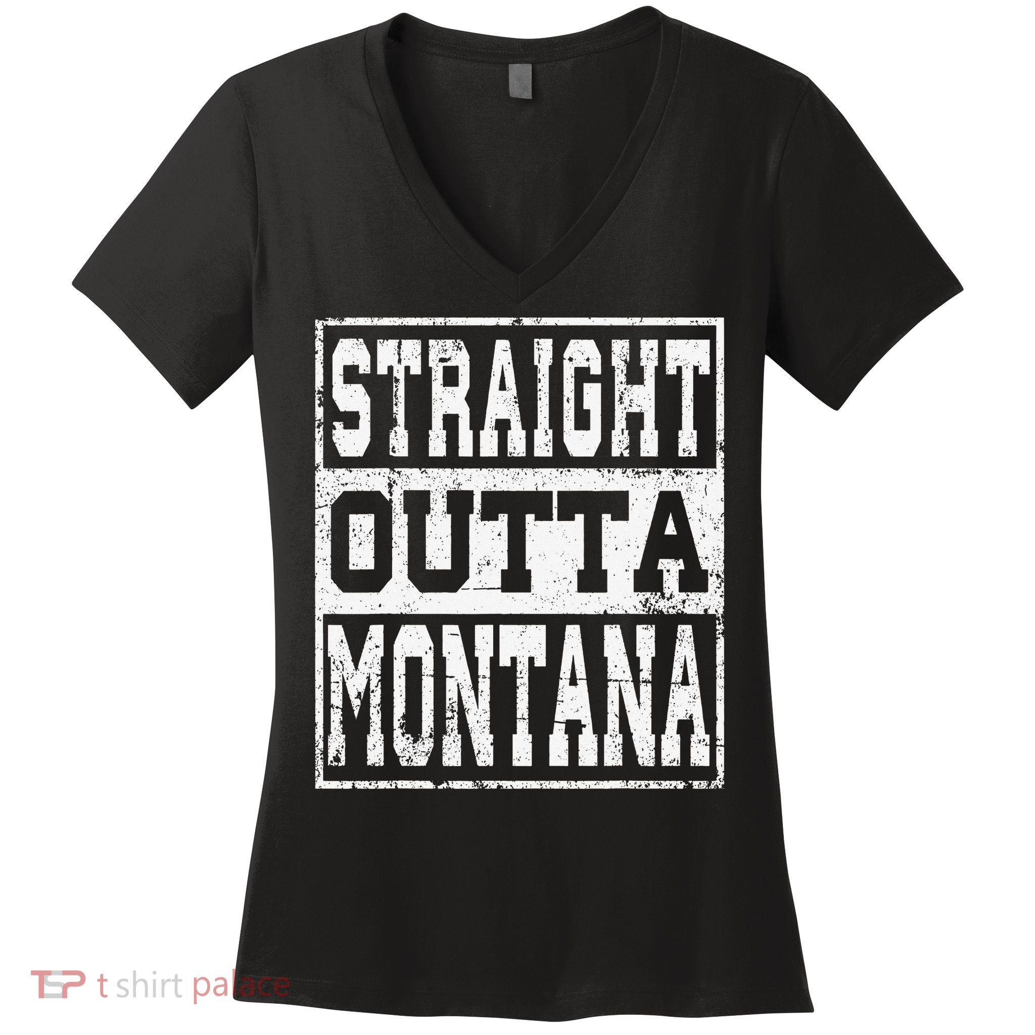 Montana State Straight outta Montana design Women's V-Neck T-Shirt
