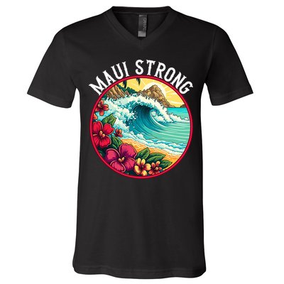 Maui Strong Support For Hawaii Fire Victims Hawaii Fires Lahaina Fires V-Neck T-Shirt