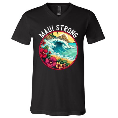 Maui Strong Support For Hawaii Fire Victims Hawaii Fires Lahaina Fires V-Neck T-Shirt