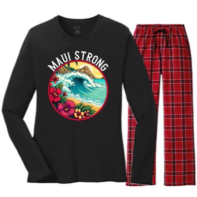 Maui Strong Support For Hawaii Fire Victims Hawaii Fires Lahaina Fires Women's Long Sleeve Flannel Pajama Set 