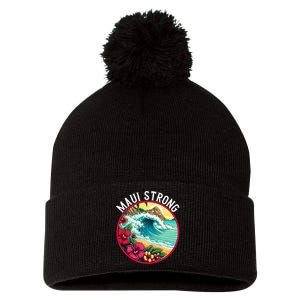 Maui Strong Support For Hawaii Fire Victims Hawaii Fires Lahaina Fires Pom Pom 12in Knit Beanie