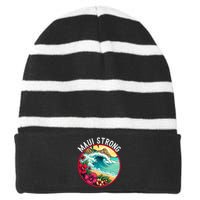 Maui Strong Support For Hawaii Fire Victims Hawaii Fires Lahaina Fires Striped Beanie with Solid Band