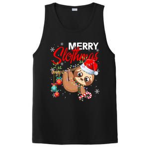 Merry Slothmas Santa Sloth Christmas Tree Lights Xmas Pjs Meaningful Gift PosiCharge Competitor Tank