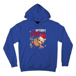 Merry Slothmas Santa Sloth Christmas Tree Lights Xmas Pjs Meaningful Gift Hoodie