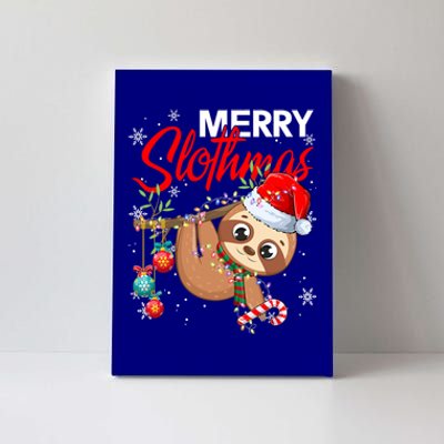 Merry Slothmas Santa Sloth Christmas Tree Lights Xmas Pjs Meaningful Gift Canvas