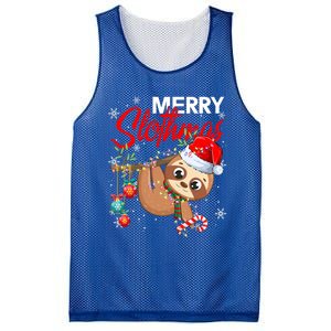 Merry Slothmas Santa Sloth Christmas Tree Lights Xmas Pjs Meaningful Gift Mesh Reversible Basketball Jersey Tank