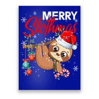 Merry Slothmas Santa Sloth Christmas Tree Lights Xmas Pjs Meaningful Gift Poster