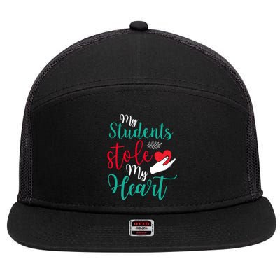 My Students Stole My Heart On Valentines Day 7 Panel Mesh Trucker Snapback Hat