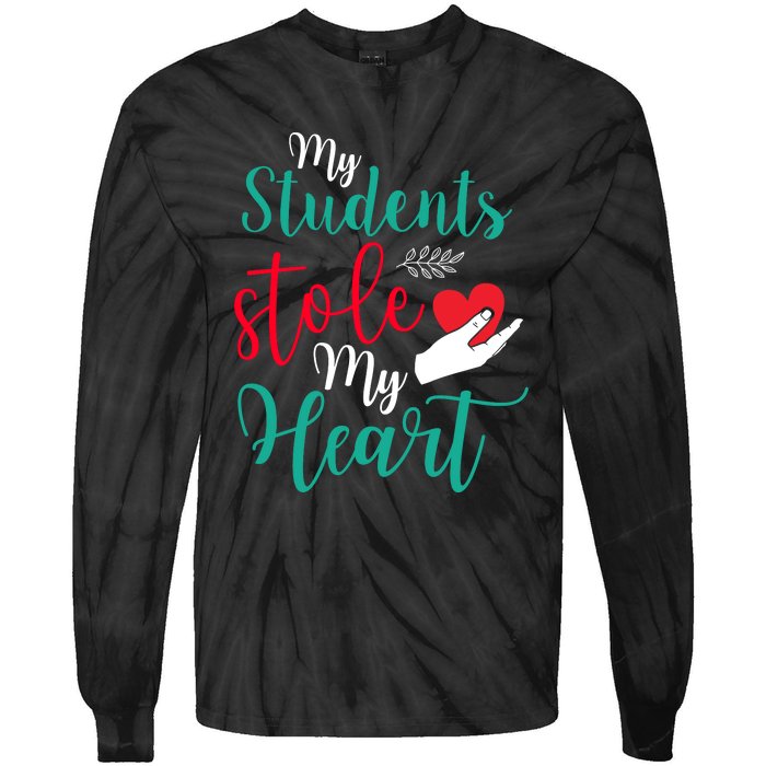 My Students Stole My Heart On Valentines Day Tie-Dye Long Sleeve Shirt